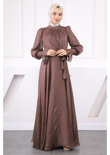 Koyuv Vizon Yan Bağlamalı Kol Detaylı Abiye fiyatları