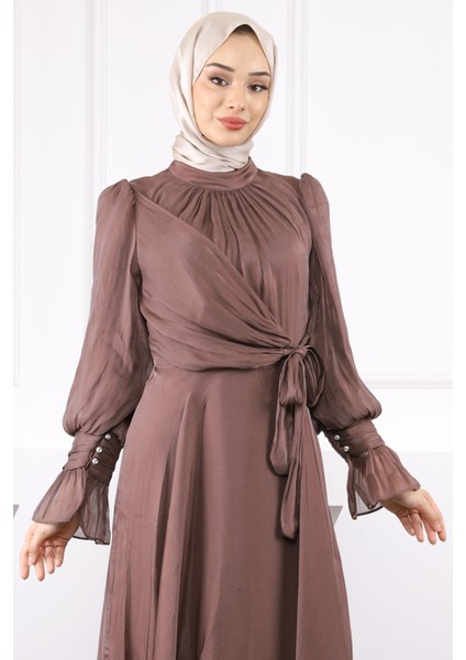 Koyuv Vizon Yan Bağlamalı Kol Detaylı Abiye fırsatları