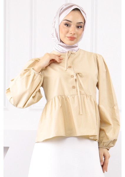 Vizon Kol Lastikli Poplin Gömlek modelleri