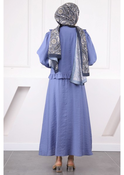 İndigo Fırfırlı Gömlek Etekli Takım modelleri