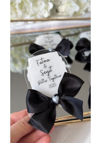 Siyah Kurdeleli Pleksi Hediyelik 20 Adet