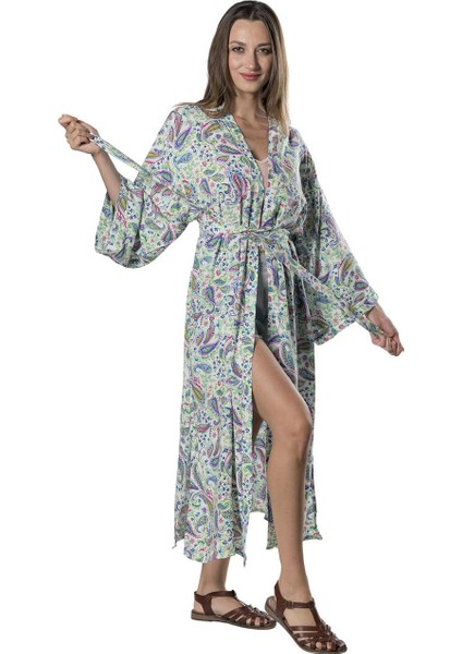 Özel Tasarım Pamuk Viskon Uzun Kimono