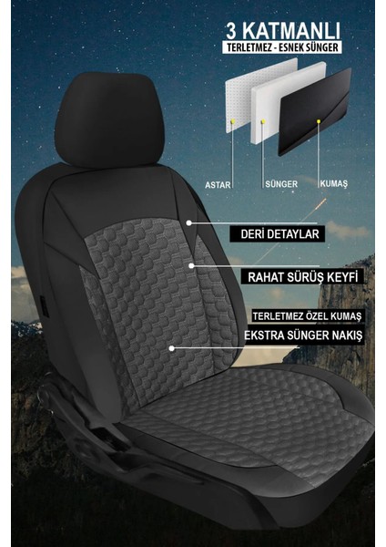 Opel Mokka 1.4 (140 Hp) Turbo Ecotec Start/stop 2016 Uyumlu Oto Koltuk Kılıfı Füme