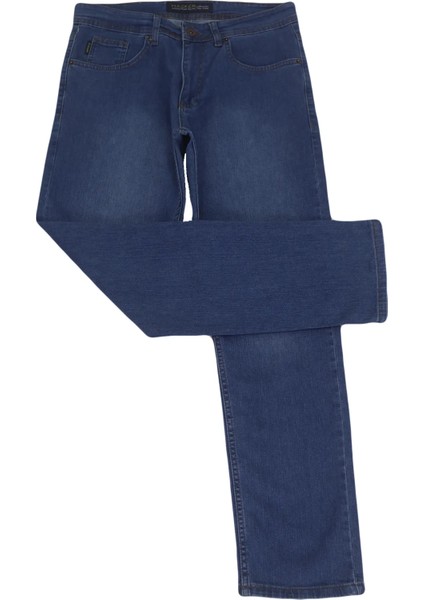 Hacker Fistan Store Erkek Koyu Mavi Yüksek Bel Rahat Kesim Boru Paça Büyük Beden Jean Pantolon fiyatları