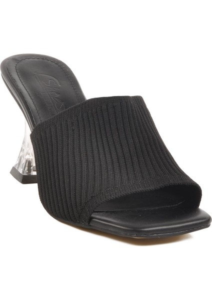 Siyah Şeffaf Topuklu Kadın Terlik T-401 Z