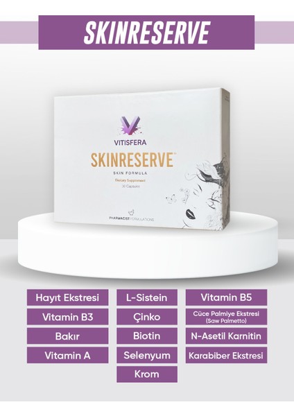 Skinreserve 30 Kapsül- Cüce Palmiye Ekstresi, Hayıt Ekstresi, Multivitamin ve Multimineral Içeren Takviye Edici Gıda