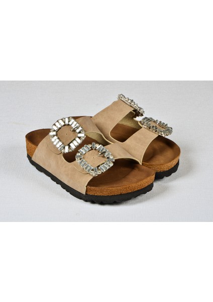 Kız Çocuk Mantar Tabanlı Çift Tokalı Ortopedik Birkeen Arizona Taşlı Terlik fiyatları