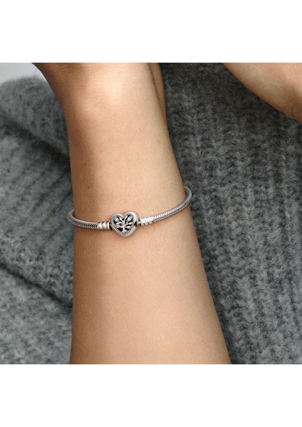 Pandora Moments Aile Ağacı Kalp Klipsli Zincirli Bileklik 925 Ayar Gümüş fiyatları