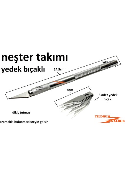 Neşter Metal Takımı Paslanmaz 5 Bıçak Falçata Jilet fiyatları