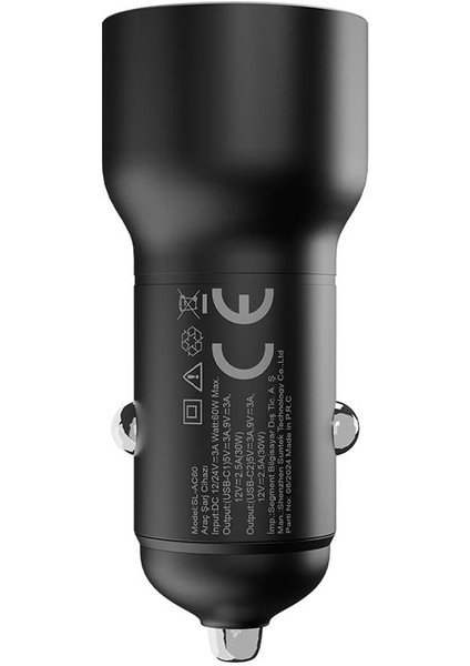 SL-AC60 60W Pd 3.0 Pd 30W + PD30W Siyah Araç Şarj Cihazı indirimleri