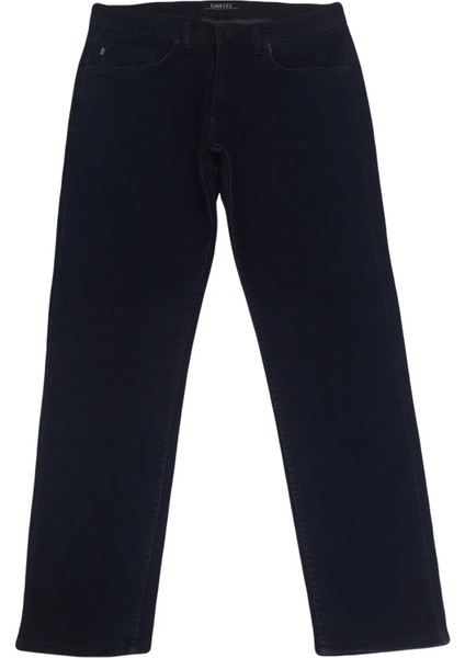 Fistan Store Erkek Lacivert Yüksek Bel Geniş Kesim Boru Paça Büyük Beden Jean Pantolon