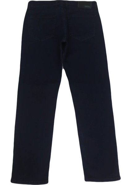 Fistan Store Erkek Lacivert Yüksek Bel Geniş Kesim Boru Paça Büyük Beden Jean Pantolon fırsatları