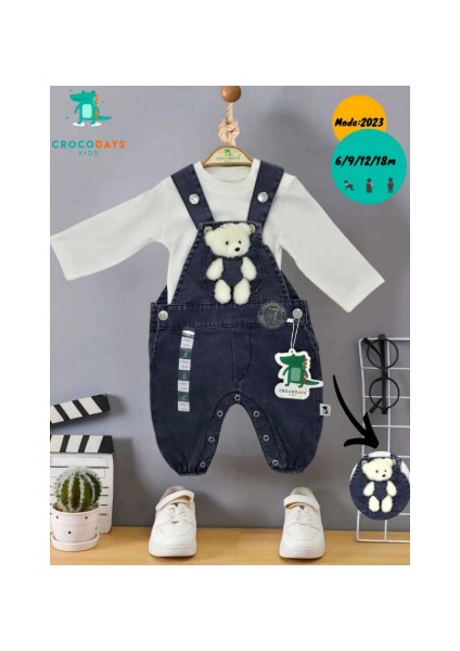 Erkek Çocuk Bebek Kot (Jeans) Oyuncaklı Badili Salopet
