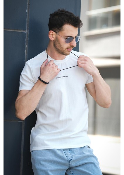 Expect Slim Fit Likralı Bisiklet Yaka Baskılı Erkek Tshirt fiyatları