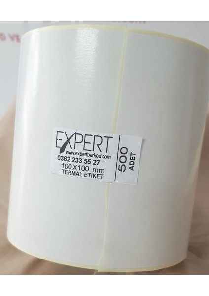 100 x 100 mm Termal Etiket 1 Rulo, 500'LÜK Sarım, Hotmelt "güçlendirilmiş Yapışkanlı. 100X100 Eko Termal 500 Adett Etiket