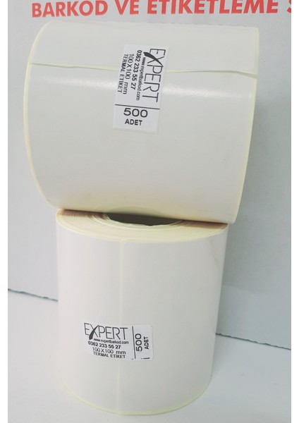 100 x 100 mm Termal Etiket 1 Rulo, 500'LÜK Sarım, Hotmelt "güçlendirilmiş Yapışkanlı. 100X100 Eko Termal 500 Adett Etiket