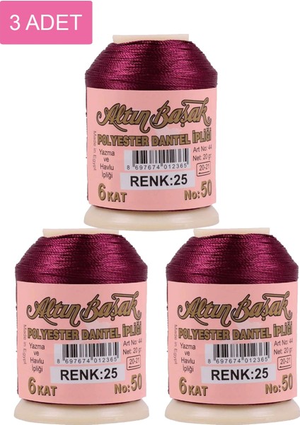 3 Adet Oya ve Dantel Ipi 20 gr - Royaleks - No: 025