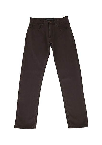 Hacker Fistan Store Erkek Kahverengi Yüksek Bel Rahat Kesim Boru Paça Büyük Beden Jean Pantolon