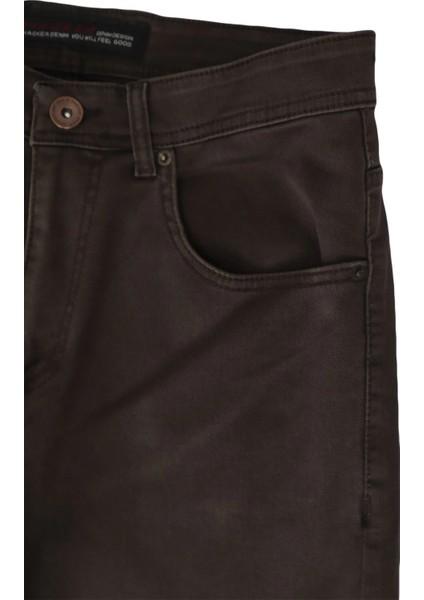 Hacker Fistan Store Erkek Kahverengi Yüksek Bel Rahat Kesim Boru Paça Büyük Beden Jean Pantolon fiyatları