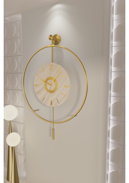 (Büyük Boy-50*75 cm)Kadran Iskandinav Kristal Gold(Kırılmaz Göbek)(Led Için 3ADET Pil Gelmektedir)Metal Duvar Saati