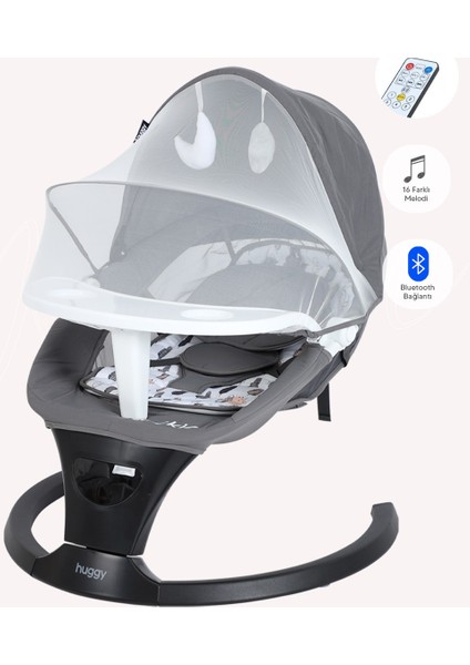 Rockie Yenidoğana Uygun Hareket Sensörlü Kumandalı Bluetooth Müzikli Mama Tepsili Ana Kucağı