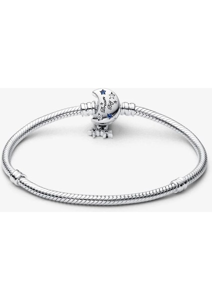 Pandora Moments Işıltılı Ay Klipsli Yılan Zincirli Bileklik 925 Ayar Gümüş