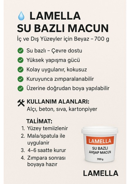 Su Bazlı Ahşap Macun Iç Dış Yüzeyler 700 Lt Beyaz