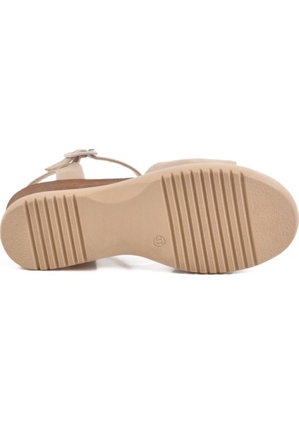 Bej Kadın Topuklu Sandalet T-003 Z
