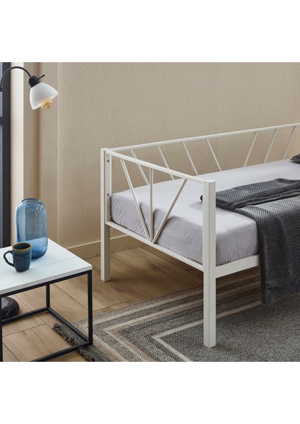 Alchera Daybed Tek Kişilik Sedir Divan Metal Karyola Beyaz fiyatları