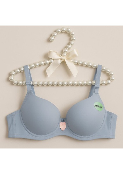 Açık Mavi Push Up B Cup Destekli Sütyen