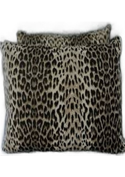 Leopar Desenli Pamuklu Kumaş Kapaklı Yastık Kılıfı (2 Adet) 50 x 70 cm