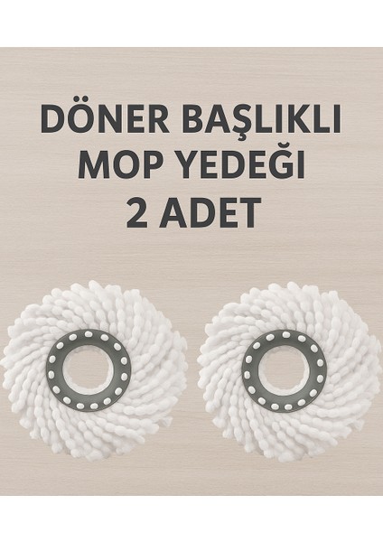 2 Adet Döner Başlıklı Mop Yedeği Mikrofiber Döner Paspas Yedek
