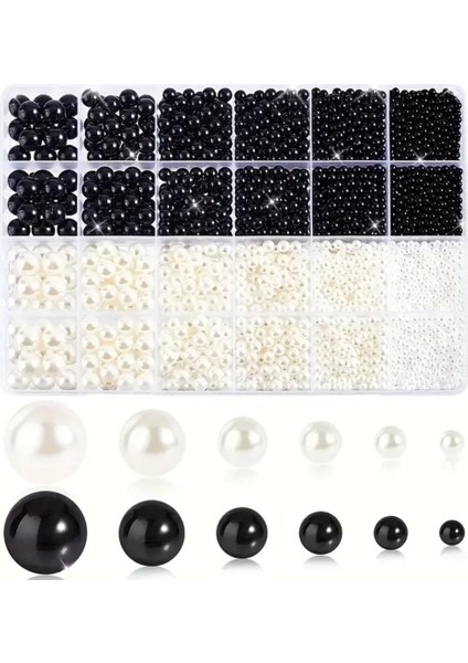 Siyah ve Krem Dev Inci Set Bileklik Kolye Takı Yapım Malzemeleri fiyatları