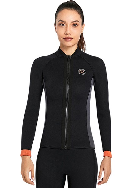 Kadınlar 3mm Neopren Uzun Kollu Wetsuit En Sıcak Ön Fermuar Wetsuits Gömlek Sörf Yüzme Şnorkel Kayak (Yurt Dışından)