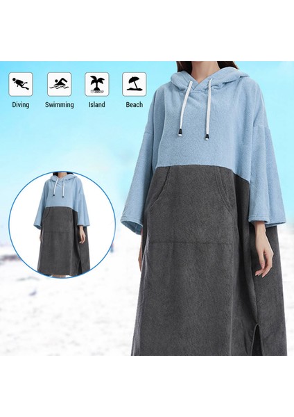 Hızlı Kuru Banyo Havluları Havuzu Değişen Elbise Çabuk Kuru Panço Sörf Dalış Kapşonlu Havlu Plaj Pelerin Rüzgar Geçirmez ve Sıcak Erkekler ve Kadınlar Için Uygun (Yurt Dışından) modelleri