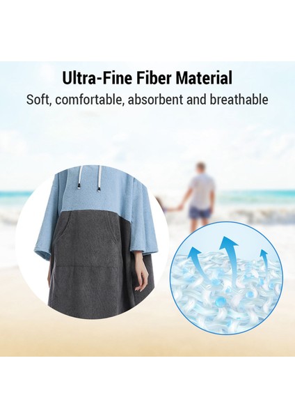 Hızlı Kuru Banyo Havluları Havuzu Değişen Elbise Çabuk Kuru Panço Sörf Dalış Kapşonlu Havlu Plaj Pelerin Rüzgar Geçirmez ve Sıcak Erkekler ve Kadınlar Için Uygun (Yurt Dışından) fırsatları