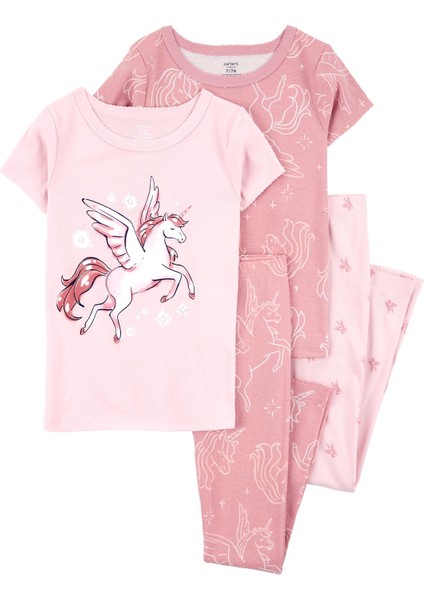 Kız Çocuk Çocuk Pijama Set 4'lü Paket
