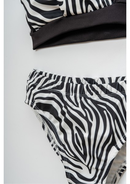Zebra Desenli Kız Çocuk Bikini Takım