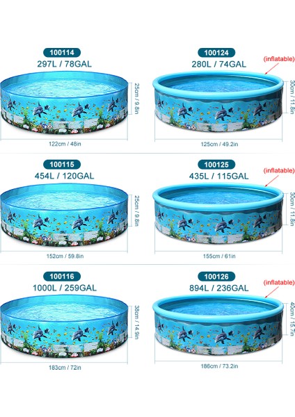 Taşınabilir Enflasyonsuz Sert Plastik Yüzme Havuzu Katlanır Havuz Aile Yüzme Havuzu Yuvarlak Yüzme Havuzu Bebekler Çocuklar Yetişkinler Için (Yurt Dışından)