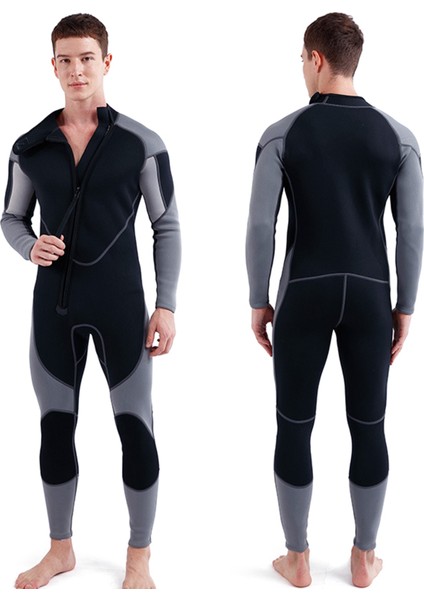 3mm Neopren Wetsuit Erkekler Için Ön Zip Tam Vücut Dalgıç Kıyafeti Dalış Sörf Tüplü Dalış Yüzme (Yurt Dışından)