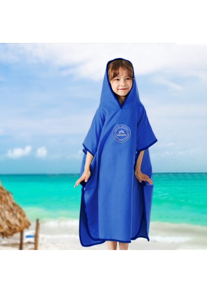 Kapşonlu Banyo Havlusu Çocuklar Için Hızlı Kuru Banyo Panço Havlu Plaj Yüzme Havuzu Için (Yurt Dışından)