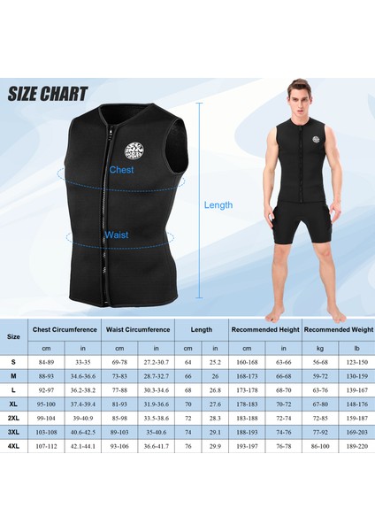 3mm Neopren Wetsuit Üst Yelek Termal Sıcak Kolsuz Yelek Dalış Sörf Yüzme Yelken (Yurt Dışından)