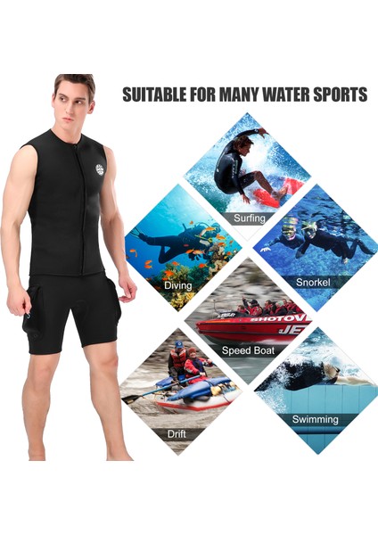 3mm Neopren Wetsuit Üst Yelek Termal Sıcak Kolsuz Yelek Dalış Sörf Yüzme Yelken (Yurt Dışından)