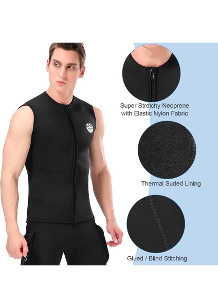 3mm Neopren Wetsuit Üst Yelek Termal Sıcak Kolsuz Yelek Dalış Sörf Yüzme Yelken (Yurt Dışından)