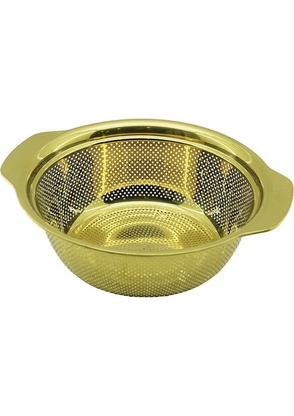 23CM Gold Paslanmaz Metal Sepet Süzgeç Kendinden Kulplu (4727)