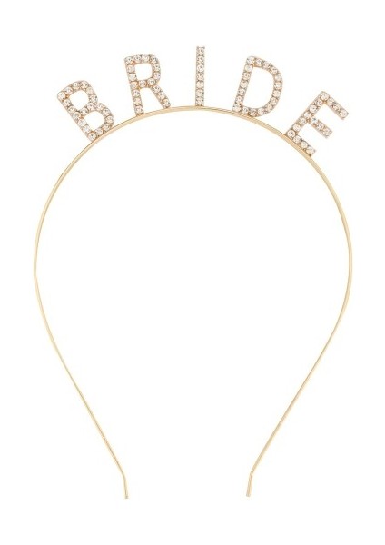 Altın Gold Renk Bekarlığa Veda Kristal Taş Bride Tacı Ithal