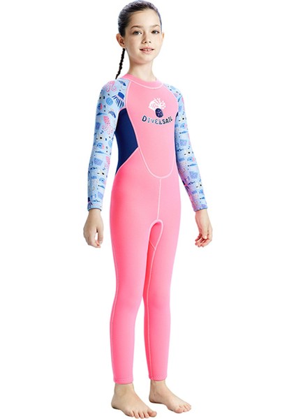 Wetsuit Çocuklar Kızlar Için 2.5 mm Neopren Termal Mayo Uzun Kollu Tam Vücut Kızlar Mayo Su Sporları Dalış Sörf Dersleri (Yurt Dışından)