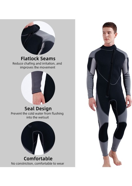 3mm Neopren Wetsuit Erkekler Için Ön Zip Tam Vücut Dalgıç Kıyafeti Dalış Sörf Tüplü Dalış Yüzme (Yurt Dışından) fırsatları