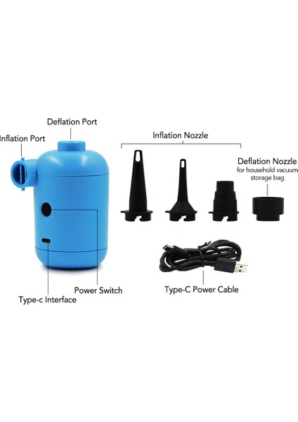 2200PA USB Elektrikli Hava Pompası Dc 5V Taşınabilir Hava Pompası Açık Kamp Için 4 Nozullu (Yurt Dışından) modelleri