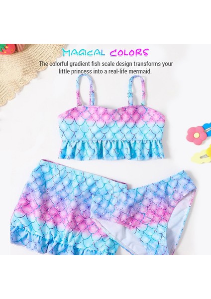 3 Parça Toddler Kız Mayo Kızlar Mermaid Mayo Sevimli Bikini Açık Plaj Yüzme Için Yaz Tarzı Çocuk Mayolar Kızlar (Yurt Dışından)